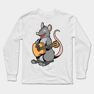 Cartoon opossum playing guitar Long Sleeve T-Shirt